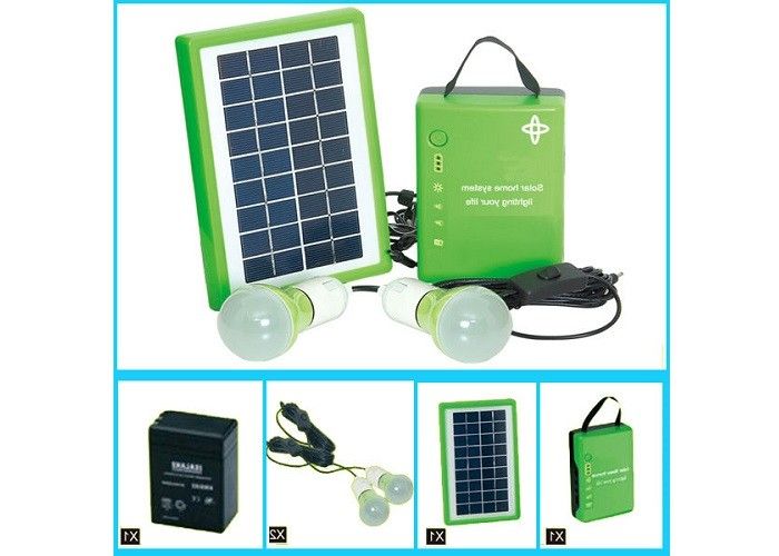 Normal Portable Solar Panel Charger Dengan 5w Modul PV Surya Dan Satu Baterai 2 Lampu